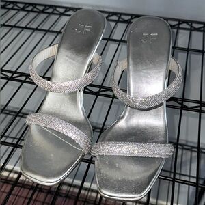 Silver rhinestone high heels